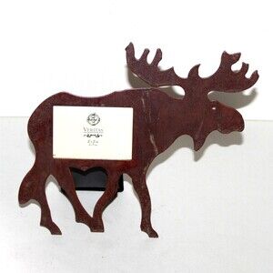 Veritas Photo Frame Moose Iron Rusted Rustic Cabin Decor table wall metal